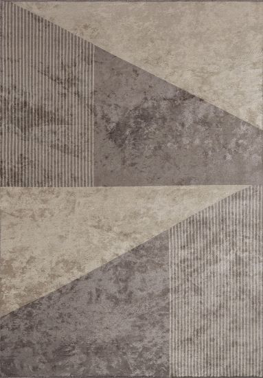 Enthralling Cream & Grey Geometric Living Room Rug
