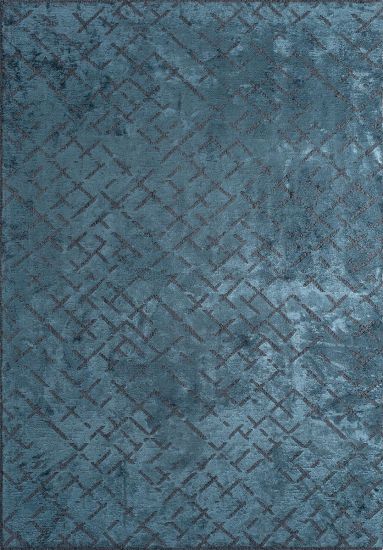 Jubilant Blue & Grey Geometric Modern Rug