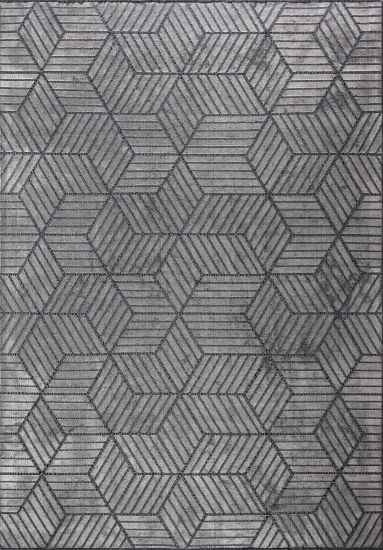 Fantasia Grey Geometric Living Room Rug