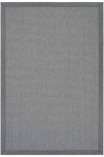 Sisal85 Black Charcoal Plain Bordered Living Room Rug