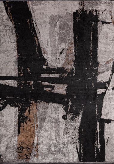 Abstract Grey Black Paradigm Area Rug