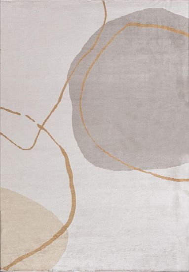Enchanted Cream Brown Abstract Bedroom Rug