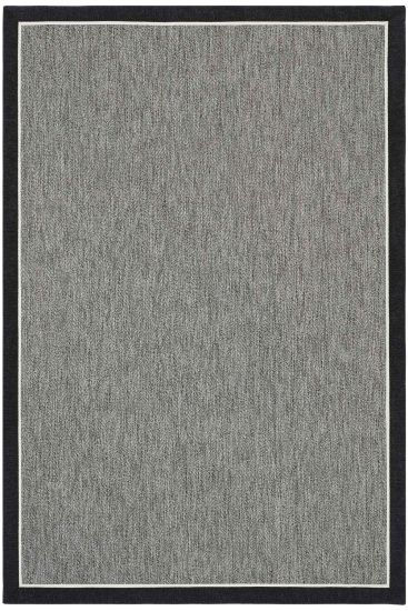 Sisal85 Black Grey Plain Bordered Area Rug