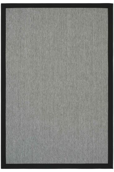 Sisal85 Modern Plain Black Charcoal Bedroom Rug