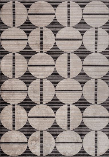 Enhance Grey & Cream Geometric Area Rug