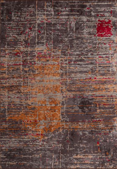 Gleamy Brown & Orange Abstract Modern Rug