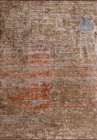 Abstract Brown & Orange Gleamy Area Rug