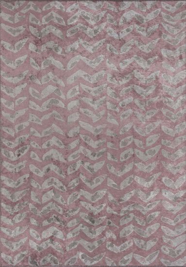 Glistery Pink & Grey Floral Bedroom Rug