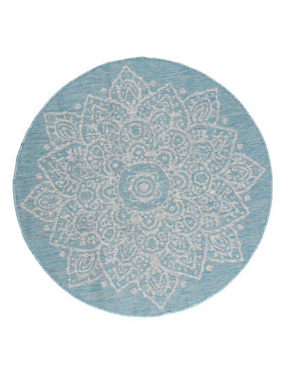 Meadow Blue Grey Floral Outdoor Area Rug