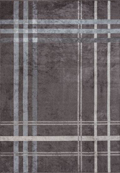 Lucid Grey & Cream Stripes Modern Rug