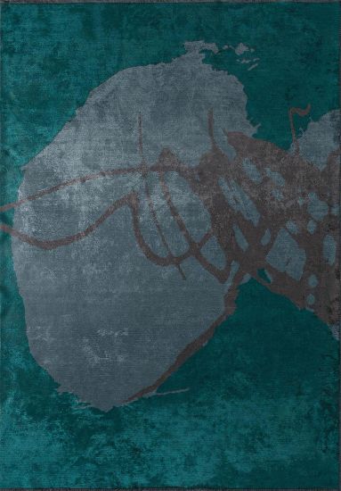 Ardent Green & Blue Abstract Modern Rug