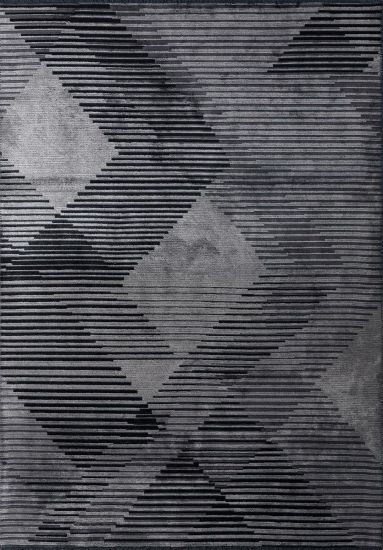 Geometric Grey Black Ecstasy Modern Rug