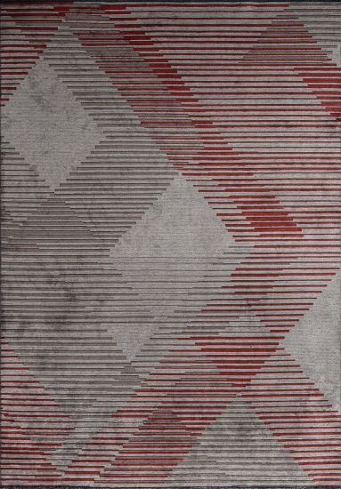 Ecstasy Grey & Red Geometric Rug