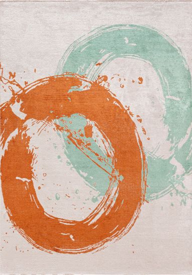 Artisan Cream & Orange Abstract Bedroom Rug