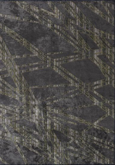 Enthrall Grey & Green Abstract Modern Rug