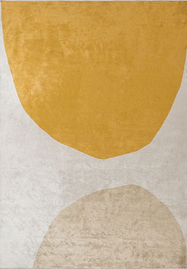 Vivify Cream Yellow Abstract Modern Rug