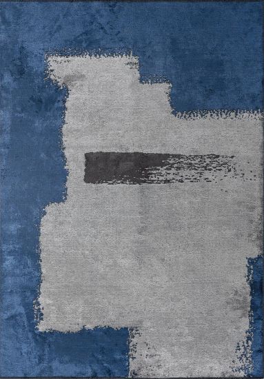 Ebony Blue & Grey Abstract Area Rug