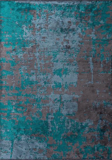 Flame Green & Grey Abstract Living Room Rug