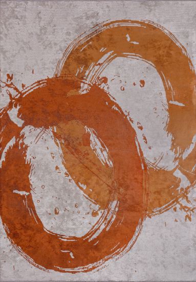 Friida Grey Orange Abstract Area Rug