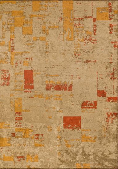 Flitch Beige & Yellow Abstract Modern Rug