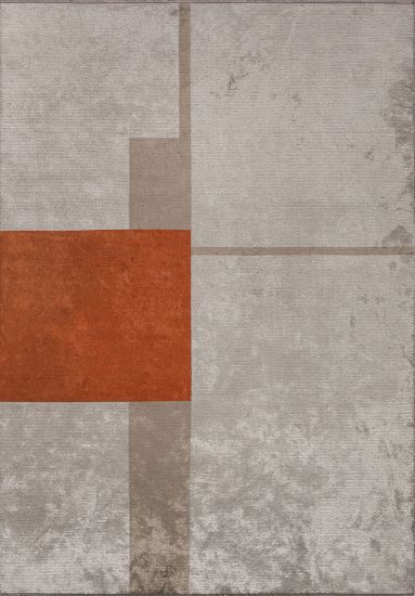 Fluff Grey & Brown Geometric Modern Rug
