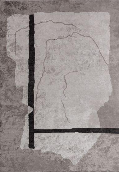 Sensational Grey Black Abstract Outdoor Rug