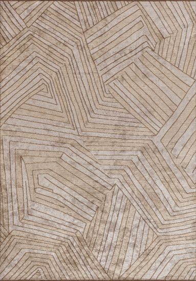 Flicker Cream & Brown Geometric Living Room Rug