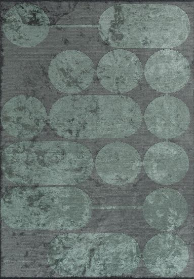 Spectacular Grey & Green Geometric Modern Rug