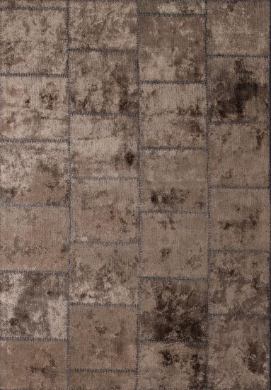 Geometric Fern Brown Grey Outdoor Area Rug