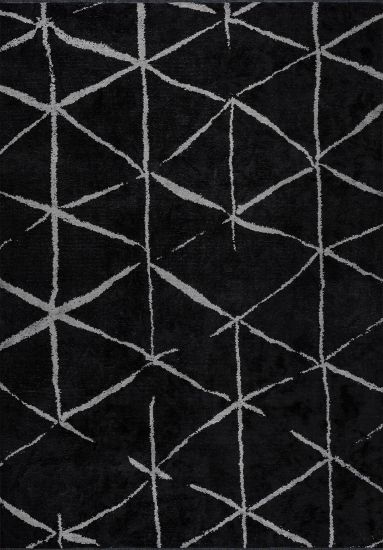 Black Verdura Geometric Living Room Rug