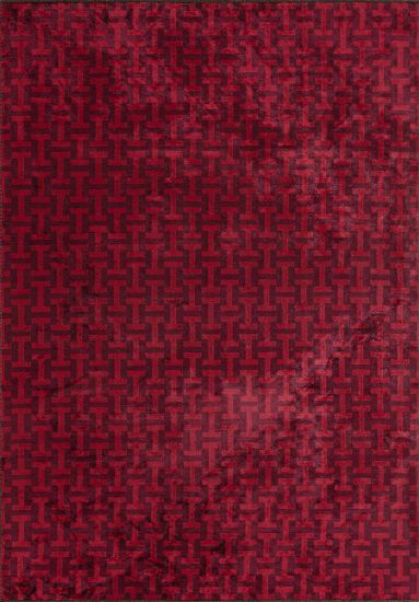 Fjord Red Geometric Living Room Rug