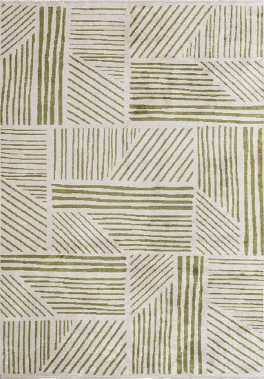 Ferric Green & Grey Geometric Modern Rug
