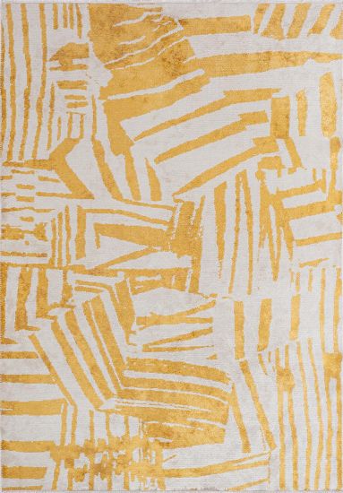 Phoenix Abstract Cream & Yellow Living Room Rug
