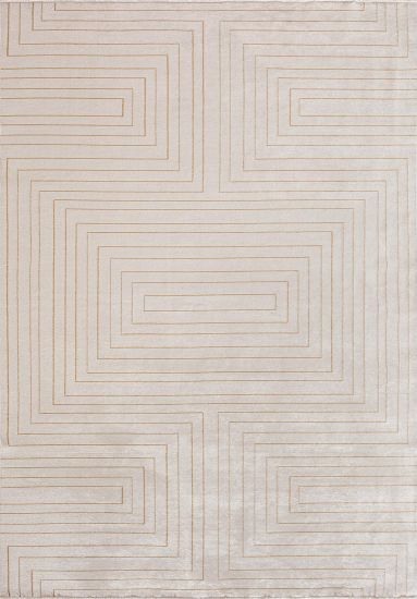 Elipsa Cream & Brown Geometric Bedroom Rug
