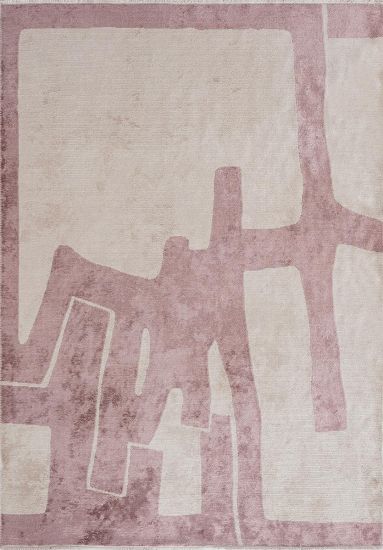Eludee Cream & Pink Abstract Living Room Rug