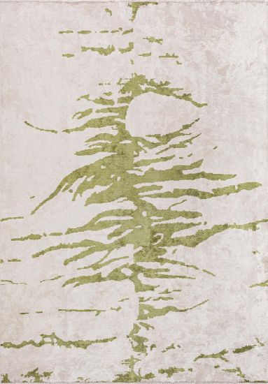 Stability Cream & Green Abstract Modern Rug