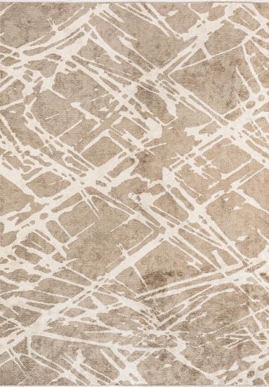 Prilanto Geometric Cream & Brown Modern Rug