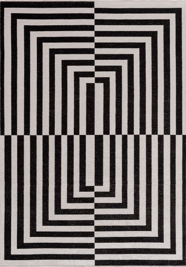 Edife Grey & Black  Geometric Modern Area Rug