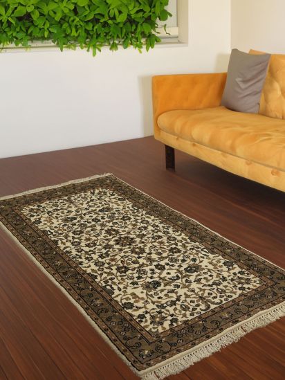 Conventional Beige Original Persian Oriental Hand-Knotted Rug