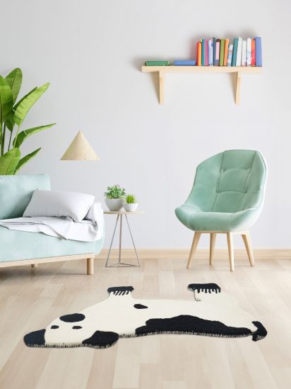 White & Black Hand-Tufted Modern Kids Rug