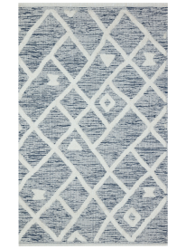 Abode White & Blue Geometric Modern Area Rug
