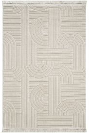 Stoprin Beige Geometric Bedroom Rug