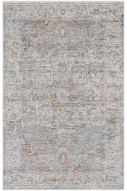 Prime85 Beige Blue Patterned Bordered Living Room Rug