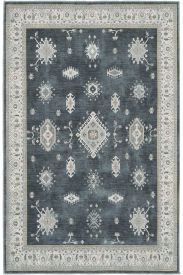 Beylerbeyi85 Grey beige Patterned Bordered Living Room Rug