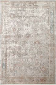 Hisar85 Cream Grey Persian & Oriental Distressed Bedroom Rug