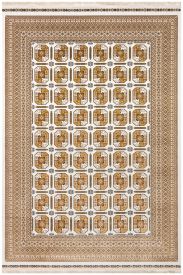 Mihra85 Beige Brown Geometric Bordered Indoor Rug