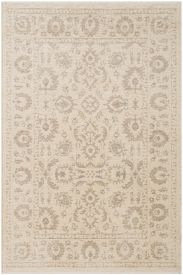 Azelia85 Beige Floral Bordered Indoor Rug