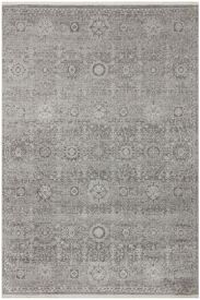 Peace85 Grey Cream Floral Distressed Bedroom Rug