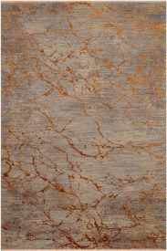Lavina85 Grey Orange Abstract Area Rug