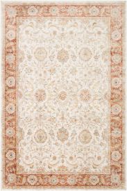 Bergama85 Cream Brown Floral Bordered Area Rug